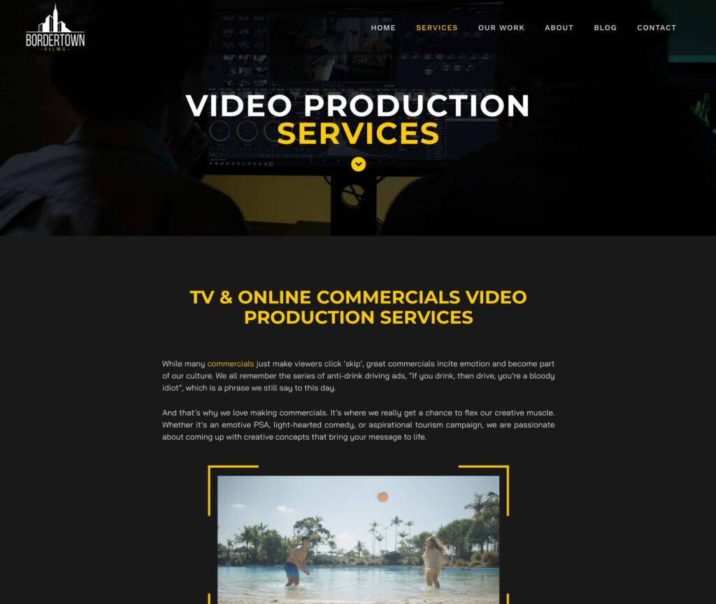 Case Study - Bordertown Fils - Services page.